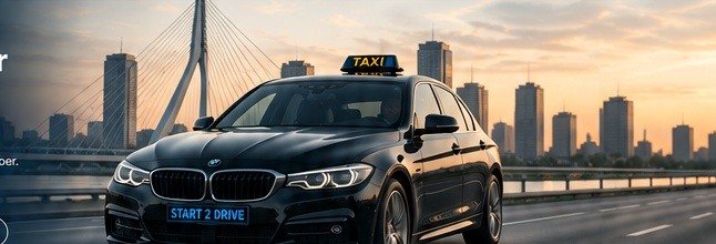 Zwarte BMW taxi voor professioneel personenvervoer